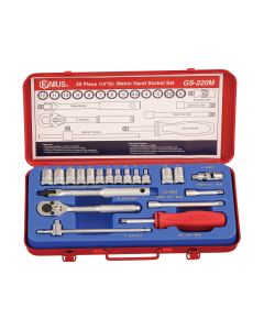 Genius Tools 20 Piece 1/4" Dr. Metric Hand Socket Set - GS-220M
