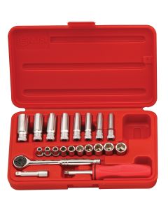 Genius Tools 21 Piece 1/4" Dr. Metric Deep Hand Socket Set - GS-221M