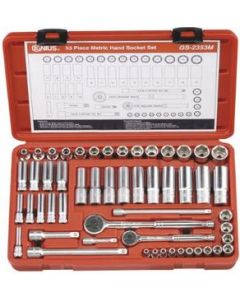 Genius Tools 53 Piece 1/4" & 3/8" Dr. Metric Deep Hand Socket Set - GS-2353M