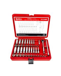 Genius Tools 44 Piece 1/4" Dr. Metric & SAE Deep Hand Socket Set - GS-244MS