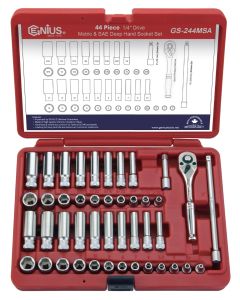 GS-244MSA 42Pc 1/4" Dr. Socket Set - Metal Handle, Metric & SAE