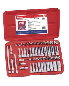 Genius Tools 55 Piece 1/4" Dr. Metric & SAE Hand Socket Set - GS-255MS