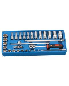 Genius Tools 30 Piece 3/8" Dr. SAE Deep Hand Socket Set - GS-330S