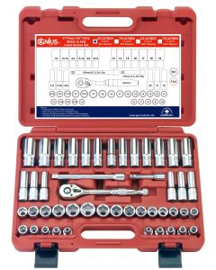 GS-347MSA 47Pc 3/8" Dr. Metal Handle Socket Set - Durable & Versatile