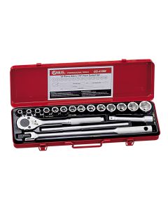 Genius Tools 18 Piece 1/2" Dr. Metric Hand Socket Set - GS-418M