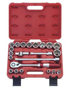 GS-422MX 22Pc Metric Socket Set, 1/2" Dr, 100T Aluminum Handle