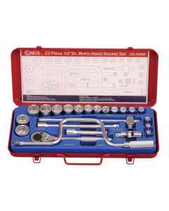 Genius Tools 23 Piece 1/2" Dr. Metric Hand Socket Set - GS-424M4