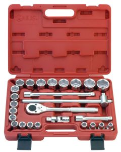 GS Tools 26Pc 1/2" Dr. Metric Socket Set, 36T Handle, GS-426M