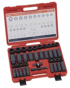 Genius Tools 40 Piece 1/2" Dr. Metric Master Impact Socket Set (CR-Mo) - (Old Part# GS-440M) - CD-440M