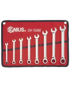 GW 8Pc Metric Ratcheting Wrench Set 8-19mm, Chrome Vanadium, GW-7608M