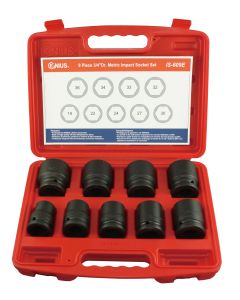 Genius Tools 9 Piece 3/4" Dr. Metric Impact Socket Set (CR-Mo) - IS-609E