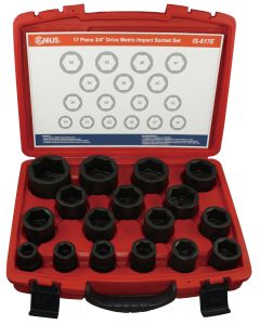Genius Tools 17 Piece 3/4" Dr. Metric Impact Socket Set (CR-Mo) - IS-617E