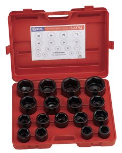 Genius Tools 17 Piece 1" Dr. Metric Impact Socket Set (CR-Mo) - IS-817M