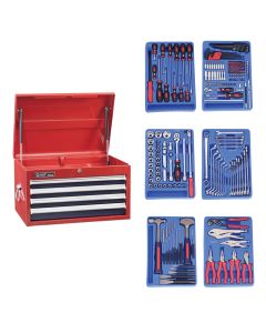 Genius Tools 221 Piece Metric Mechanic Tools Set w/ 4 Drawer Top Chest MS-215TS