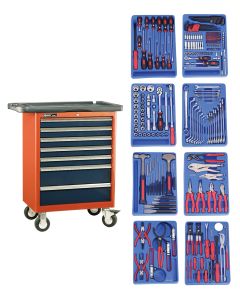 Genius Tools 243 Piece Metric Mechanic Tool Set w/ 7 Drawer Roller Cabinet MS-236TS