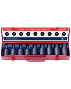 TH Tools 9Pc 3/4" Dr. Metric Hex Impact Socket Set, 14-32mm, TH-609M2