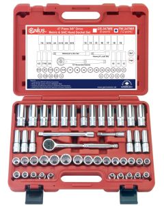 TW Tools 47Pc 3/8" Dr. Metal Handle Socket Set 72T - TW-347MS