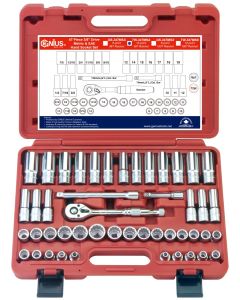 TW Tools 47Pc 3/8" Drive Socket Set, Metal Handle, 12Pt - TW-347MSA