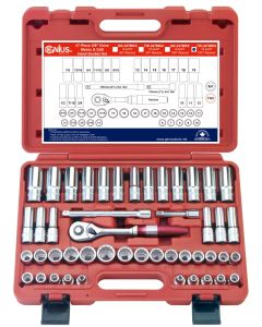 TW-347MSX 47Pc 3/8" Dr. Aluminum Socket Set, 100T Ratchet, 12Pt