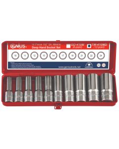 TW Tools 10Pc 1/2" Dr. Metric Deep Socket Set 12Pt - TW-410MD