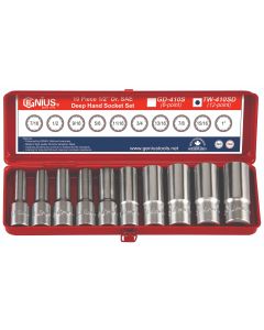 TW Tools 10Pc 1/2" Dr. SAE Deep Socket Set 12Pt - Durable - TW-410SD