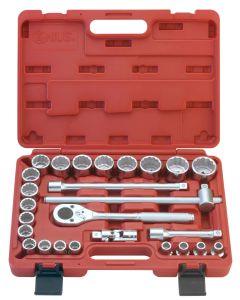 TW Tools 26Pc 1/2" Dr. Metric Socket Set, 12Pt, Ergonomic Handle - TW-426M