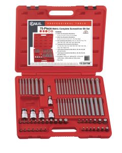 Genius Tools 75 Piece Metric Extra Complete Screwdriver Bit Set - TX-23475M 