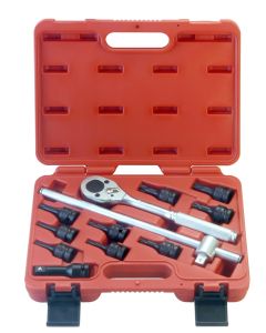 TX-412A 12Pc 1/2" Dr. Star Head Driver Set w/24T Ratchet, T-15 to T-60