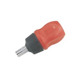 Genius Tools Stubby Ratcheting Screwdriver, Compact, 522+2982