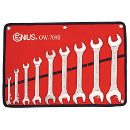 Genius Tools 9pc SAE Open End Wrench Set, Cr-V Steel, OW-709S