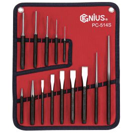 Genius Tools 14pc SAE Punch & Chisel Set, Cr-Mo Steel, PC-514S