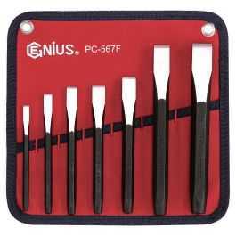 Genius Tools 7pc Flat Chisel Set, Cr-Mo Steel, Pro Grade - PC-567F