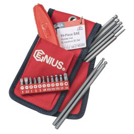 Genius Tools 19pc SAE Wobble Hex Bit Set, HSS, Pro Grade - SB-219SWH
