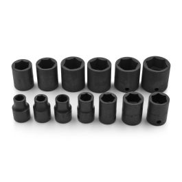 Genius Tools Impact Socket Set SAE 13 Piece 3/8 Inch Drive Heavy Duty Durable Steel - TF-313S