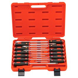 Genius Tools 12pc Tang-Thru Screwdriver Set, HSS, Pro-Grade - TT-512PZ
