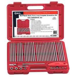 Genius Tools 46pc Metric Long Screwdriver Bit Set, HSS, OMNIDRIVE, TX-246M