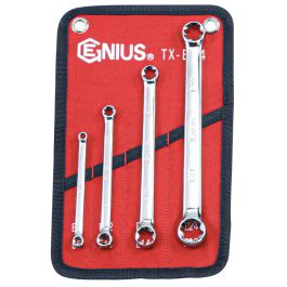 Genius Tools 4pc E-Star Wrench Set, Cr-V Steel, TX-E04, w/Pouch