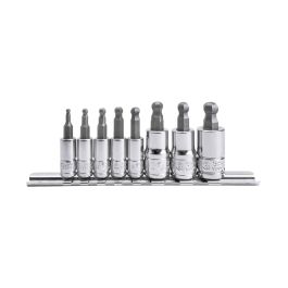 Genius Tools 8pc SAE Wobble Hex Bit Socket Set, HSS, 1/4