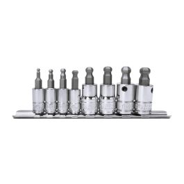 Genius Tools 8pc Metric Wobble Hex Bit Socket Set, HSS, 1/4