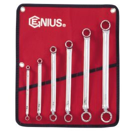 Genius Tools 6pc SAE Offset Ring Wrench Set, Cr-V Steel, DE-706S