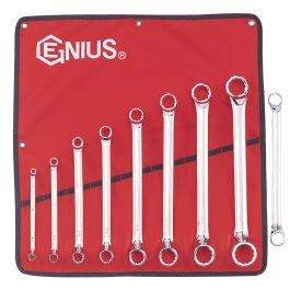Genius Tools 8pc SAE Offset Ring Wrench Set, Cr-V Steel, DE-708S
