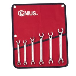 Genius Tools 6 Piece Metric Flare Nut Wrench Set - FN-006M