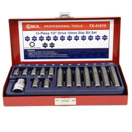 Genius Tools 15pc Star Bit Set 1/2