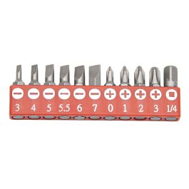 Genius Tools 11-Piece HSS Screwdriver Bit Set, Slotted & Phillips, SB-111SP