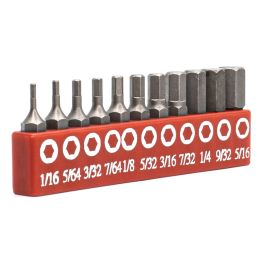 Genius Tools 11pc SAE Hex Bit Set, HSS, Socket Holder, SB-311SH