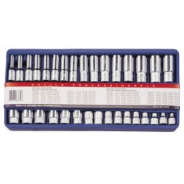 Genius Tools Socket Set Metric 32 Piece 3/8 Inch Drive High-Quality Hand Tool Kit - GS-332M