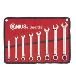 Genius Tools 8pc SAE Ratcheting Wrench Set, Cr-V Steel, GW-7708S
