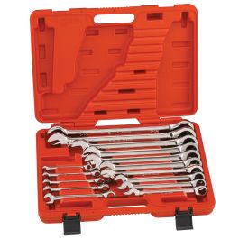 Genius Tools 15pc SAE Ratcheting Wrench Set, Cr-V Steel, GW-7715S