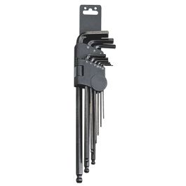 Genius Tools L-Shaped Ball Hex Key Wrench Set SAE 9 Piece Precision Drive Durable Alloy Steel - HK-009SB