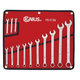Genius Tools 13pc Metric Wrench Set, Cr-V Steel, Matte, HS-013M